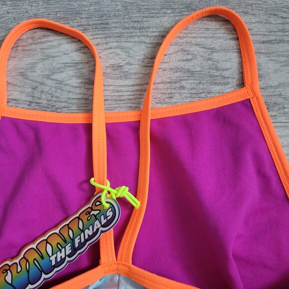 The Finals Women's Swimsuit 36/M One Piece Blue Sea Foil Flutterback Swim NWT - Picture 5 of 10